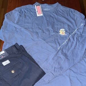 Vineyard Vines Graphic Blue Shirt and Blue shorts Boys XL, 16